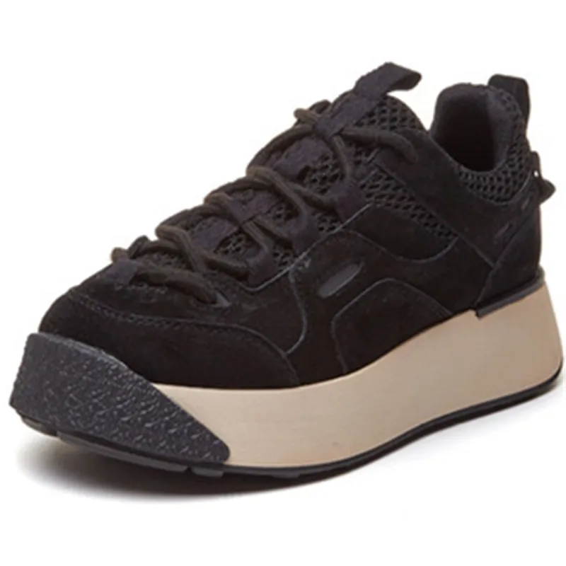 

Dropshipping Custom Logo Women's summer 2021 new retro frosted thick soles high Fashion hollow mesh Casual board Shoes