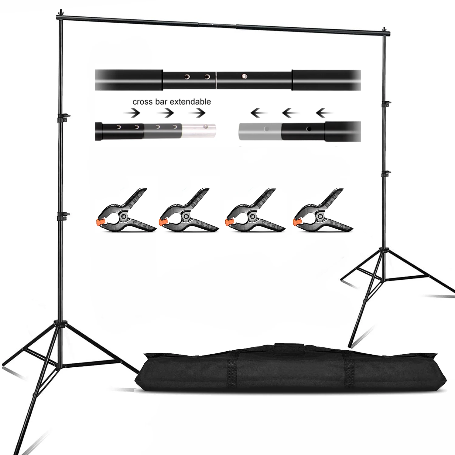 

Photo Video Studio Maxztill 8.5 x 10 ft Adjustable Background Stand Muslin Backdrop Support System Kit with Carry Bag Clips