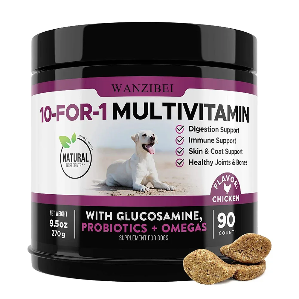 

10 in 1 Dog Multivitamin with Glucosamine - Essential Dog Vitamins with Glucosamine and Omega Fish Oil for Dogs Overall Health