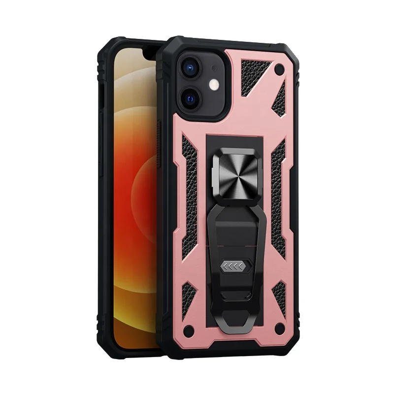 

SAIBORO Hidden Finger Kickstand TPU PC Shockproof Back Cover Mobile Phone Case for iPhone 12 11, Multi colors