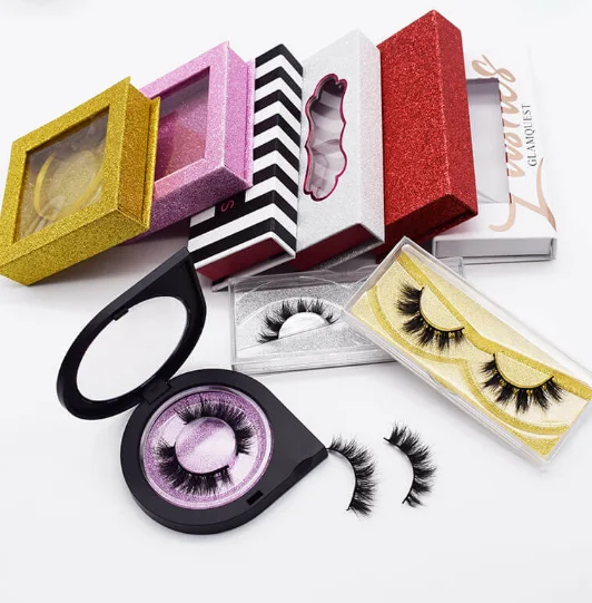 

Wholesale comfortable private label eye lashes 3d mink 25mm false strip eyelashes with customize own brand box, Black