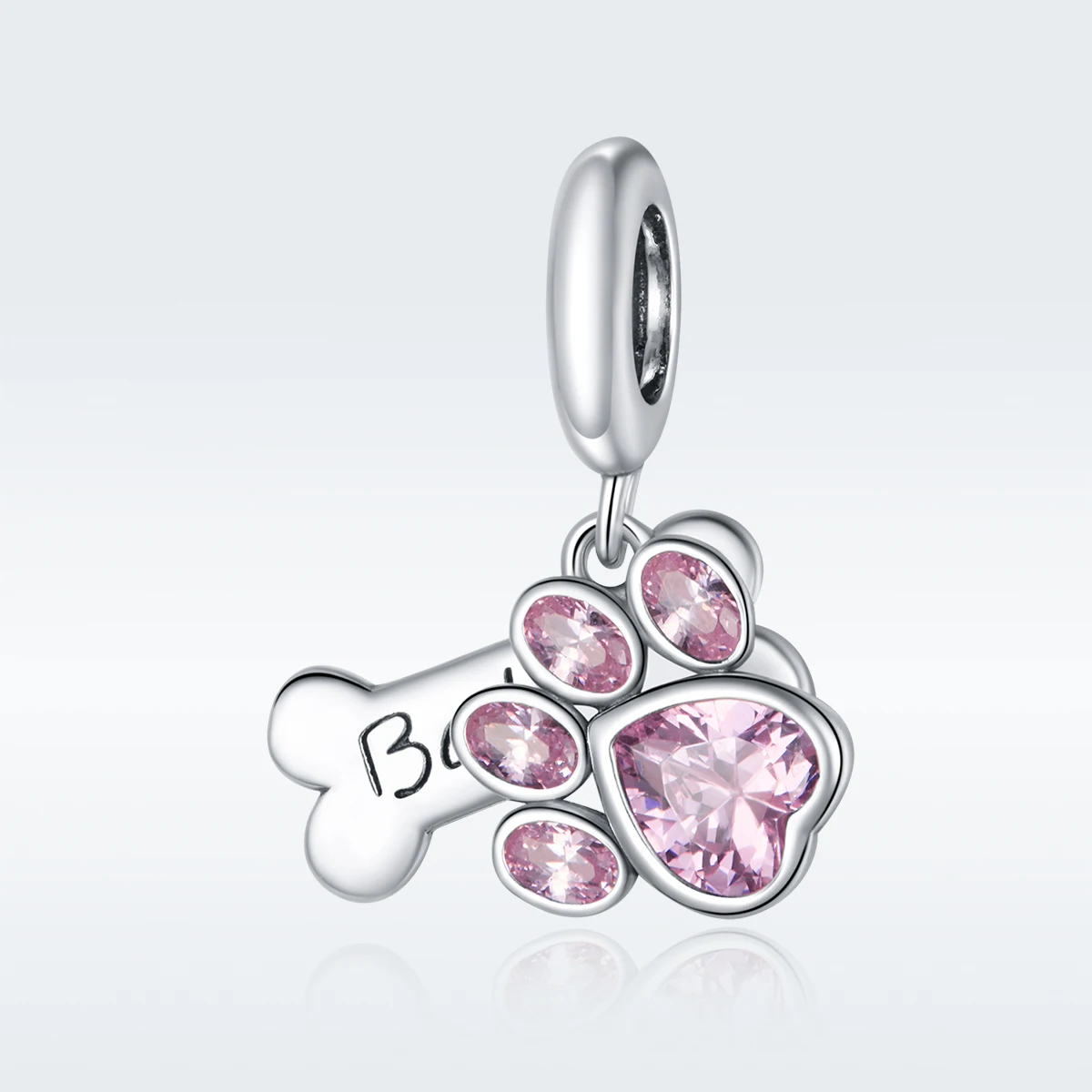 

Wholesale dog paw charms jewelry 925 silver pendant charms with zircon
