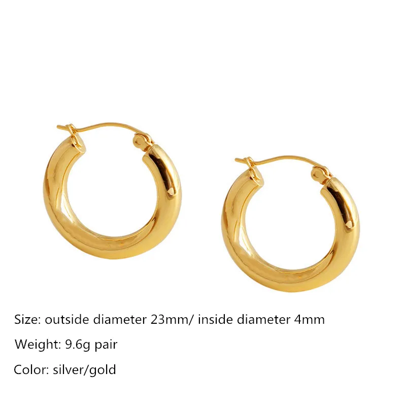 Fashion 316l Stainless Steel Hypoallergenic Chunky Thick Hoop Earrings ...