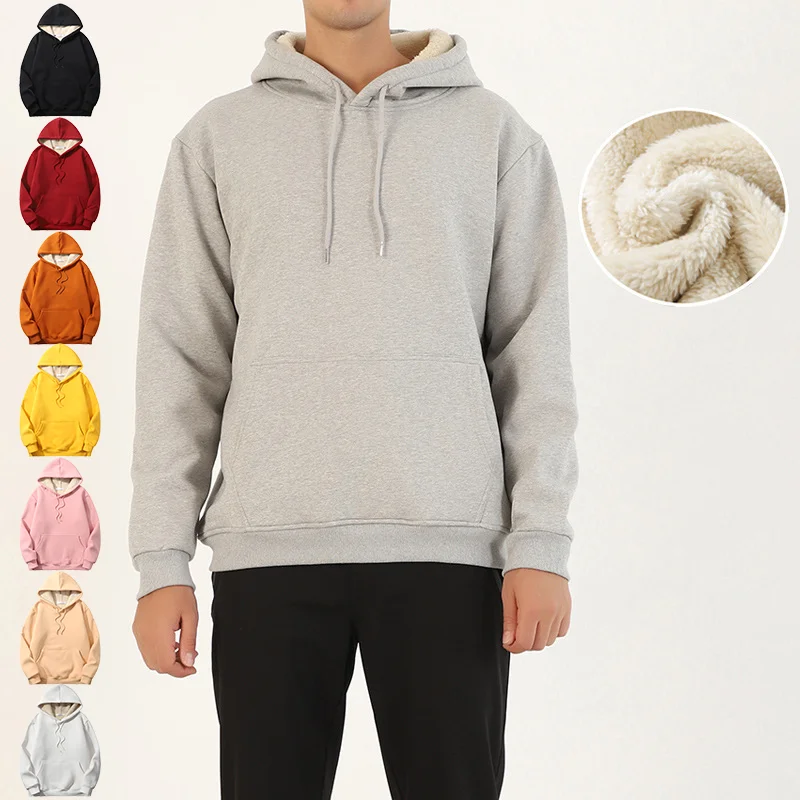 

TMW women cotton Plain wool lined unisex warm fleece sweatshirt blanket pullover sherpa hoddies heavyweight hoodie, Black, grey, yellow, orange, red, pink, biege, navy