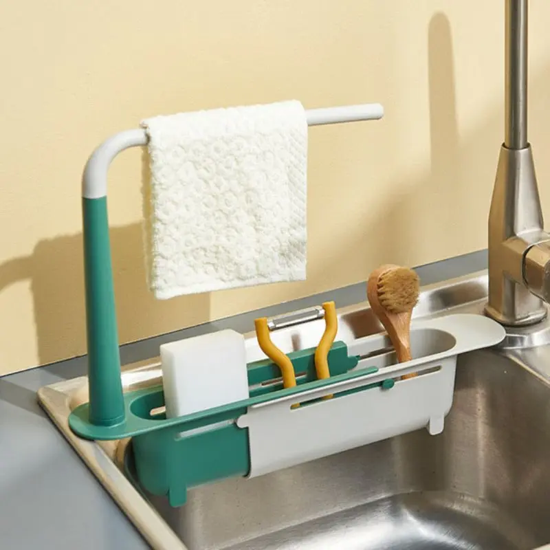 

Kitchen Adjustable Sink Drain Rack Plastic Hanger Towel Bowl Brush Portable Multifunctional Storage Holders Racks