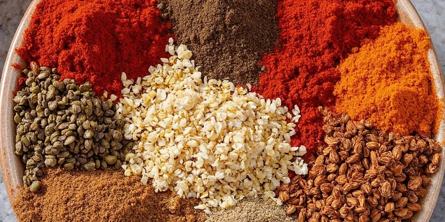 Table comparing Baharat ingredients