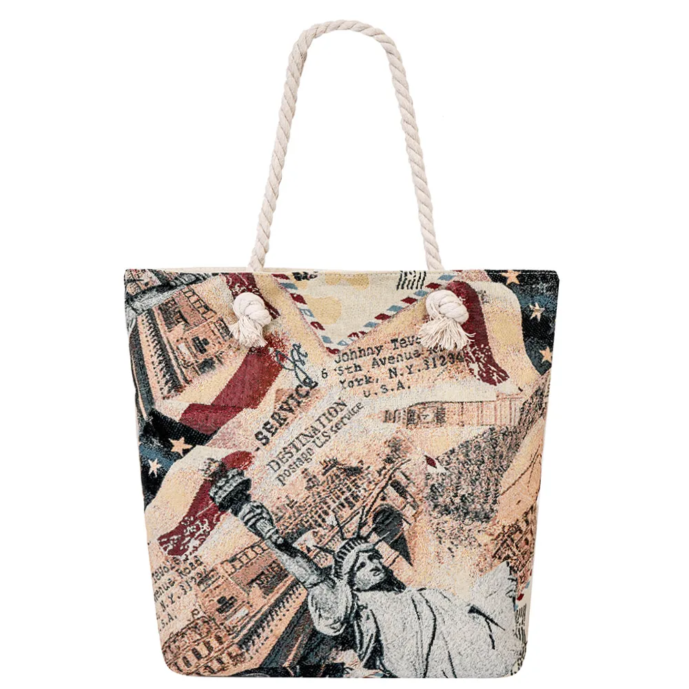 

Female Travel Mini Mother cotton canvas Shopping paris tapestry Fashion Hand Bags Ladies tote bag, Multi colors
