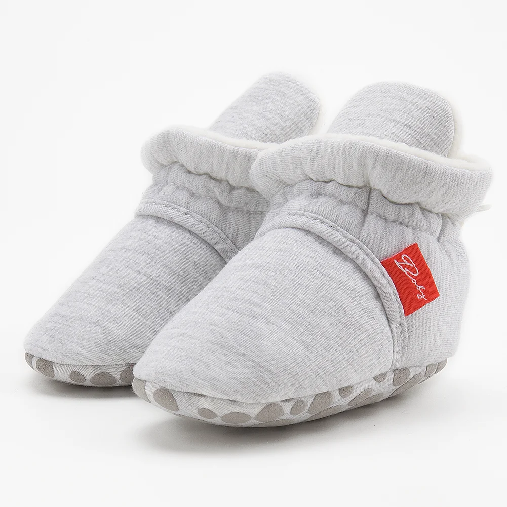 
Fashion Style cotton fabricThermal Adjustable Rope Buckle infant booties organic baby booties 