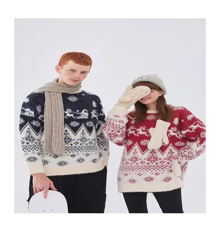 

wholesale love&roses knitwear long sleeve Christmas styles autumn winter over size Ladies knitted women men sweater