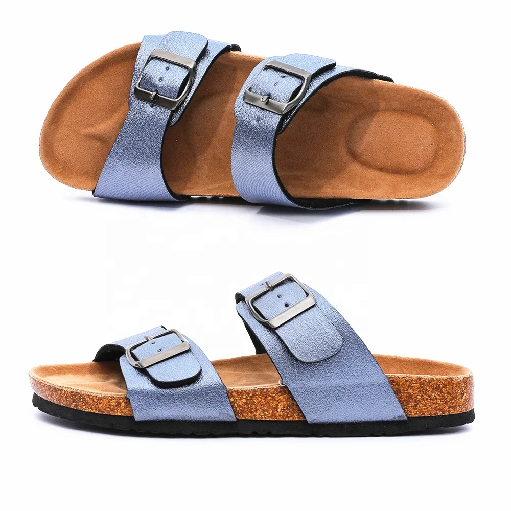 

Good Quality Metallic PU Upper Sandals Women Dress Shoes with Cork Foot-bed Arch Support and Ajustable Buckle Straps