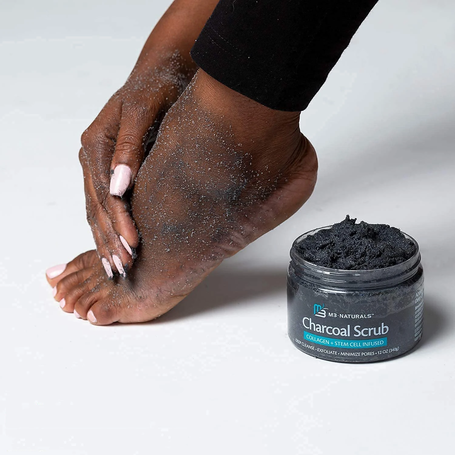 

Charcoal Exfoliating Body Scrub Polish with Collagen & Stem Cell Gentle Body Exfoliator Face Scrub Bump Eraser Booty Scrub