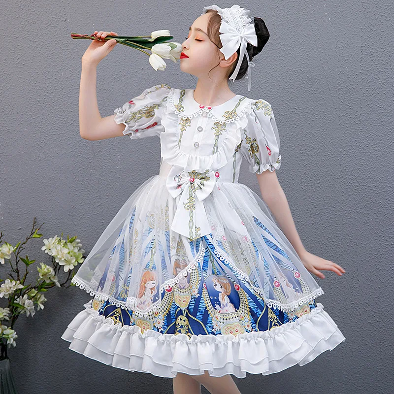 

2021 Children's Lolita Dress Girl Lolita Princess Dress short Sleeve Summer Style Children Wear
