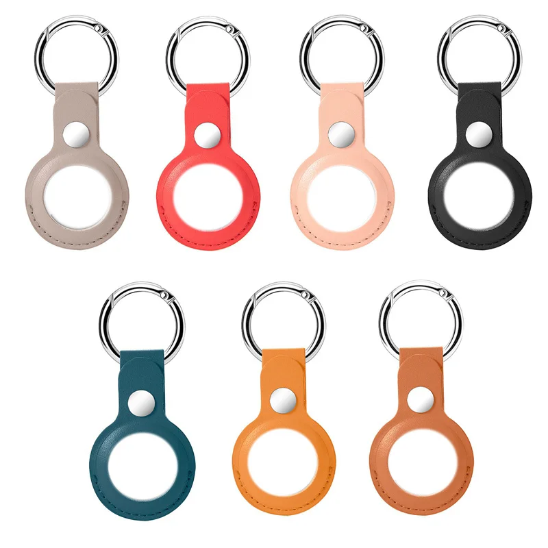 

Smart Keychain Protective PU Leather AirTag Air Tags Anti-fall Anti-scratch Protector Cover Shell For AirTags Locator Tracker, Multi colors