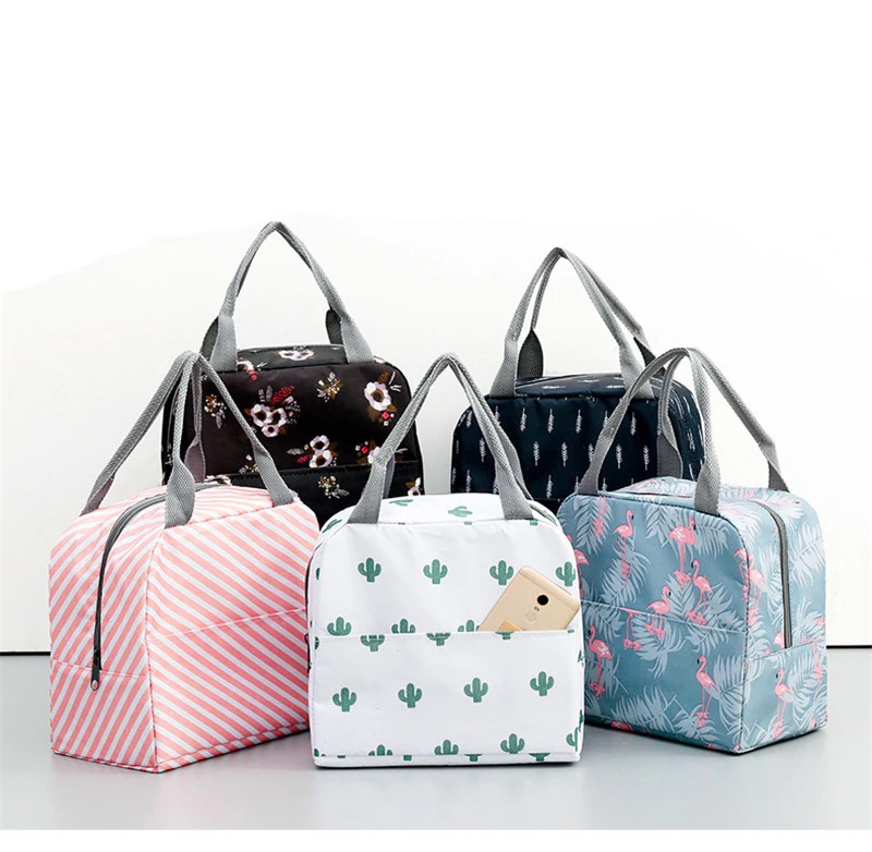 

Functional Pattern Cooler Lunch Box Portable Insulated Canvas Lunch Bag Thermal Food Picnic Lunch Bags For Women Kids