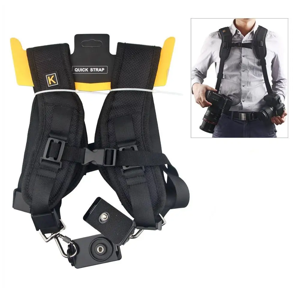 

Factory Wholesale Quick Release Double Shoulder Harness Soft Pad Decompression Foam Camera Shoulder Strap Belt for Photography, Balck