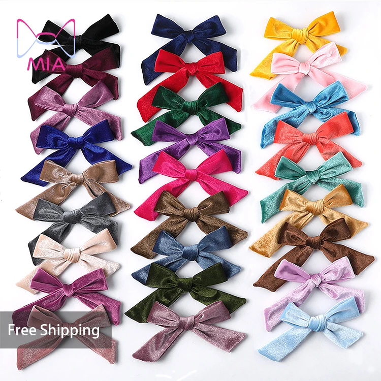 

Mia Free shipping Infant Cute  Baby Girls Velvet Bows Hair Clips Hair Pins Toddler Kids Party Barrette Kid Hairgrips, Picture shows