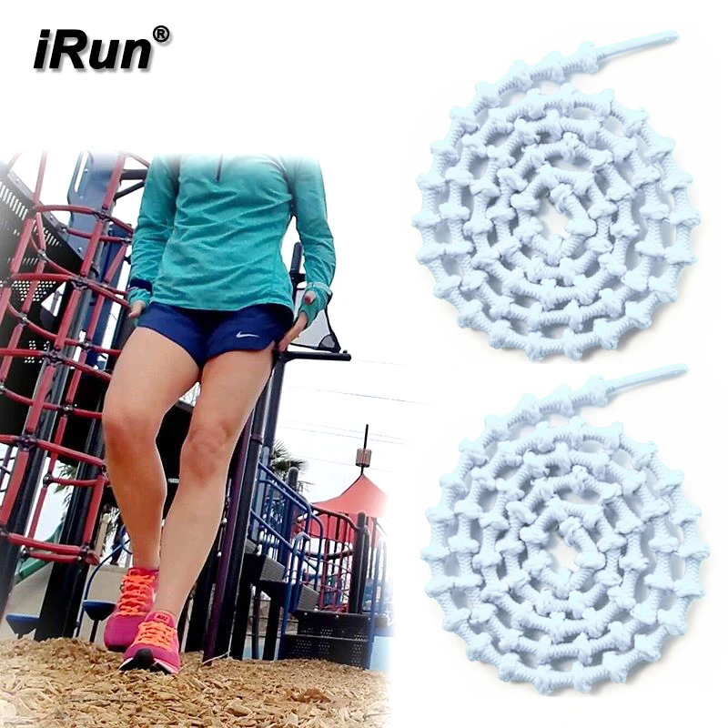 

iRun Kids No Lace Shoes - Elastic Bamboo Knot Shoelace For Marathon, Running,Cycling - White Elastic Laces with Knots