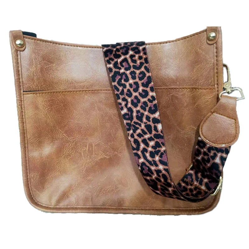 

RTS Women Pu Leather Leopard Shoulder Strap Messager Tote Lady Daily Wear Open Pocket Crossbody Purse, As picture
