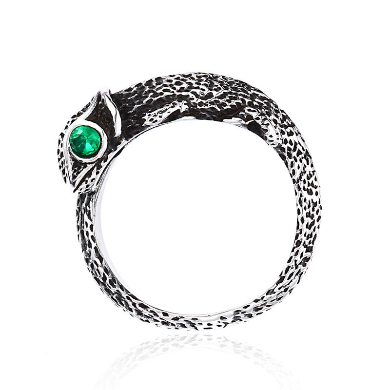 

SS8-700R steel soldier animal lizard green stone eyes men and women ring stainless steel fashing jewelry