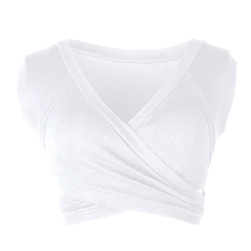 

High Street Party Cotton Halter Bandage Sexy Crop Top Women Hollow Out Elegant Tank Tops Sleeveless Short Tee Shirt, Mix