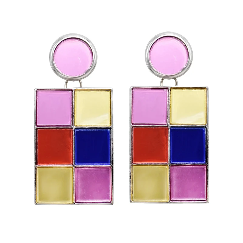 

New Fashion Geometric Square Inlaid Earrings Irregular Alloy Dripping Simple Earrings Combination Jewelry for Women