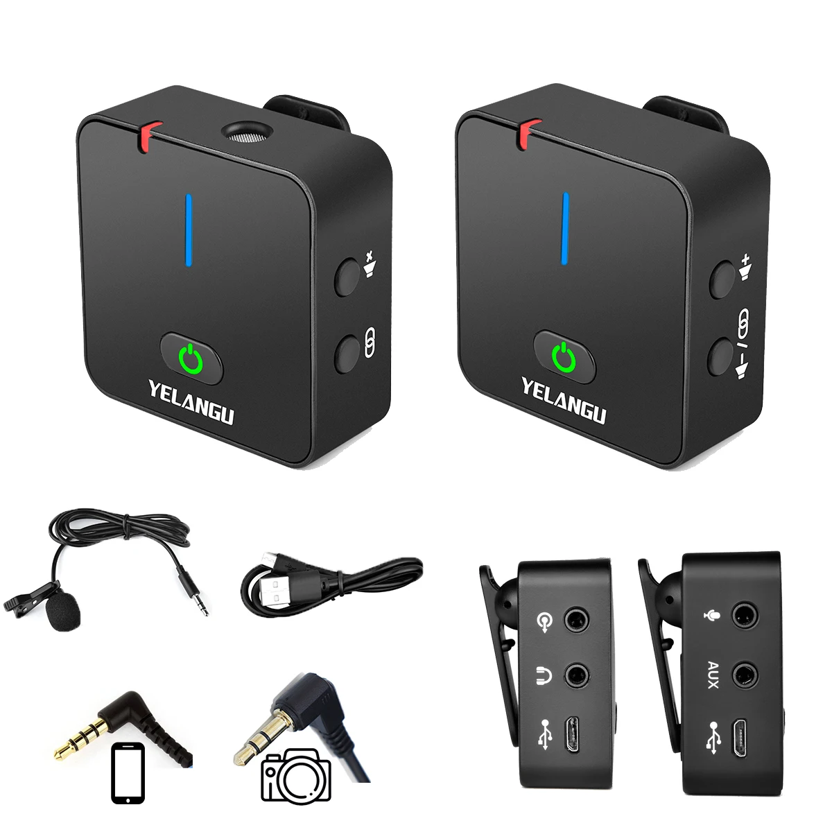 

YELANGU Portable Handheld Lavalier Video Camera 2.4G Wireless Recording Microphone MX5