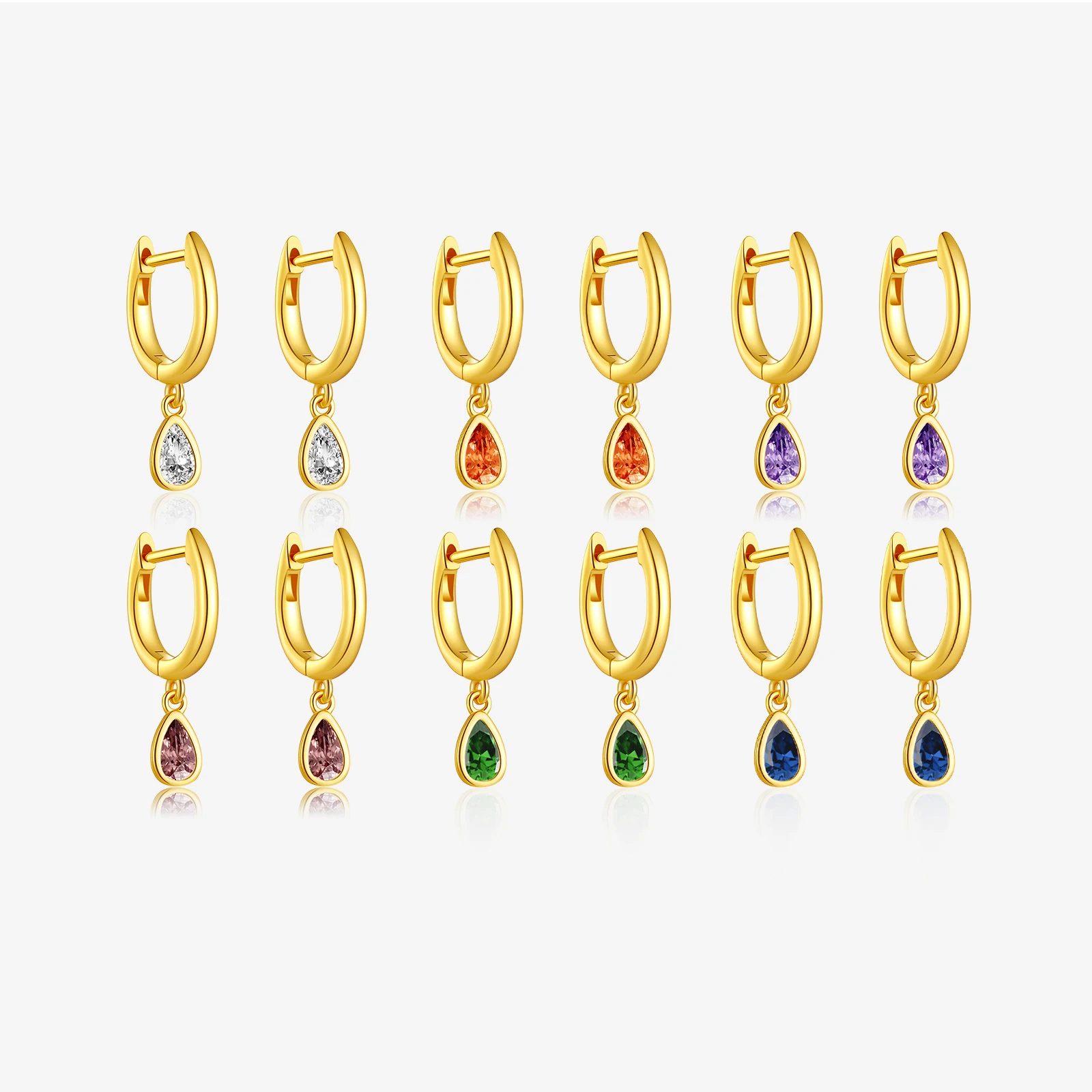 FUAMAY 2026 Fine Jewelry Green Blue Orange Pink Opal Stone Birthstone Teardrop Bezel Pear Drop Bohemian Geometric 925 Earring