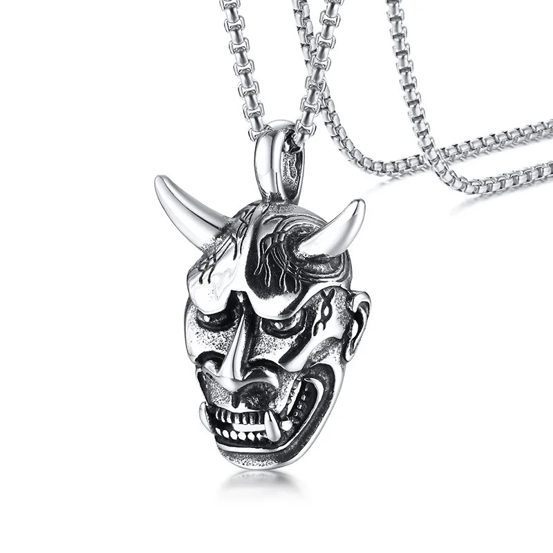 

2022 Stainless Steel Prajna Face Pendant Steel Color Men's Ghostface Cast Necklace Fashion Jewelry