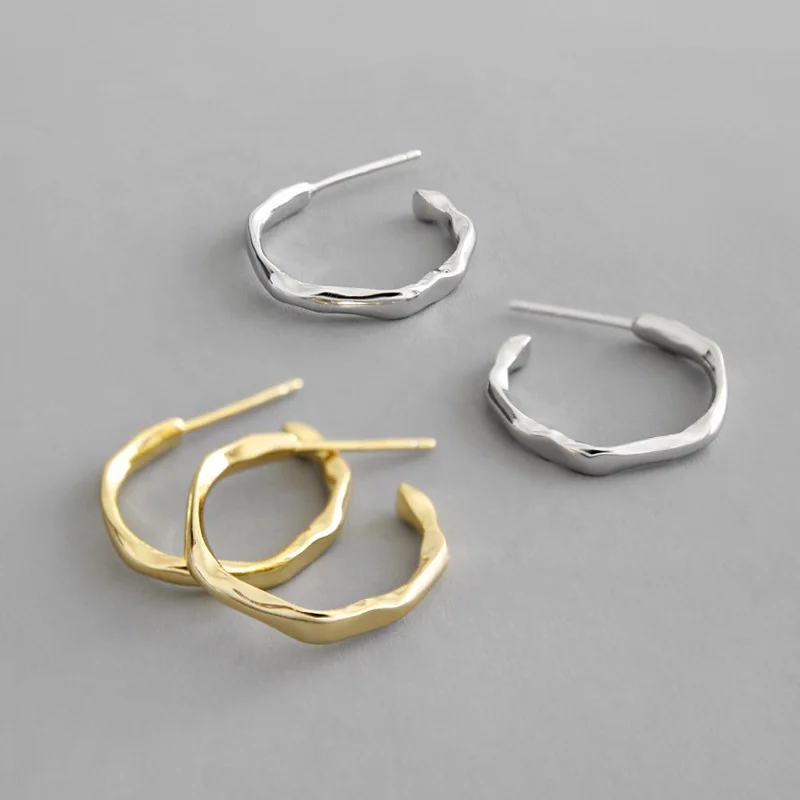 

Unique Style Popular Irregular Shape Earring 18K Gold Plated 925 Sterling Silver Irregular Hoop Earring for Girls