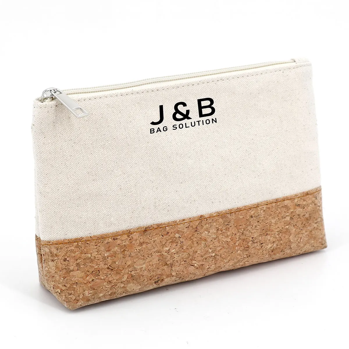 New Material Cork Pu Cosmetic Bag With Zipper Eco Friendly Cork With