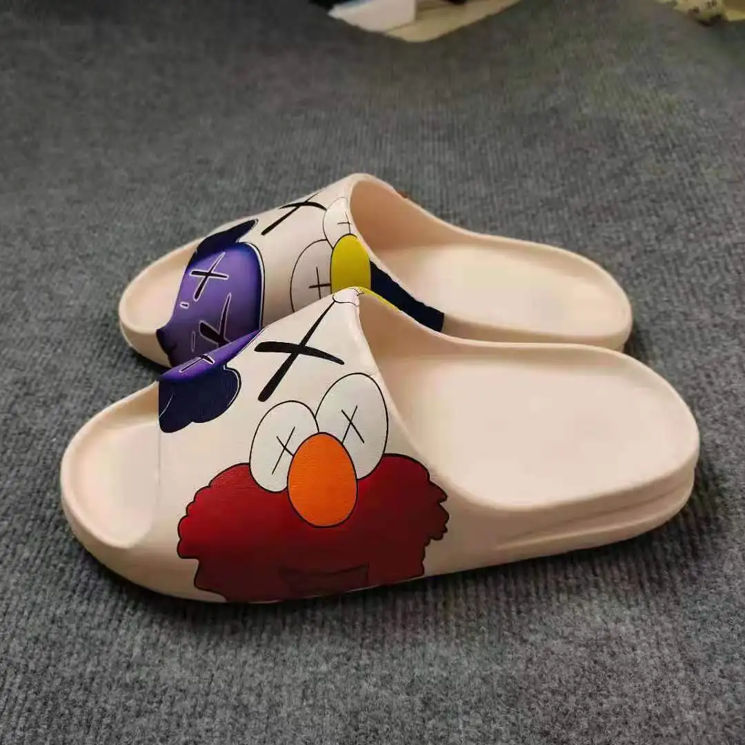 

2021 Custom New Unisex Summer Sandals Men Flat Slide Shoes Women Slip On Eva Yeezy Indoor Fish Mouth Beach Ladies Slippers, Customized