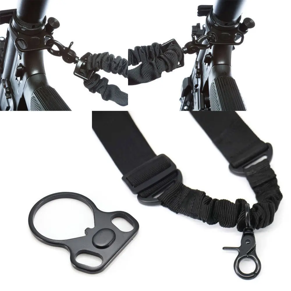 

Tactical Gun straps Single point sling straps Adjustable Metal Hook Single Point Sling+Ar15 End back Plate Sling Combo, Black/green/sand color