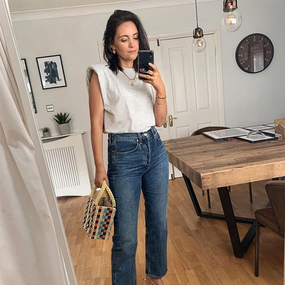 

Wholesale Custom Xs Crop Top Crew Neck O-Neck women Blouse navel crop tops women t shirts with Shoulder pads