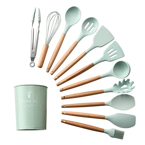 

USSE 12pcs Silicone Kitchenware Cooking Utensils Set Heat Resistant Non-Stick 12pcs Silicone Kitchen Utensils Set, Customerized