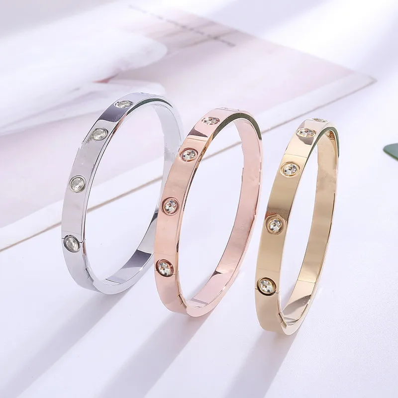 

New 18K Rose Gold Bracelet Simple Titanium Steel Lovers Bracelet Screwdriver Screw Bangle Bracelet For Women, Gold/silver/rose gold