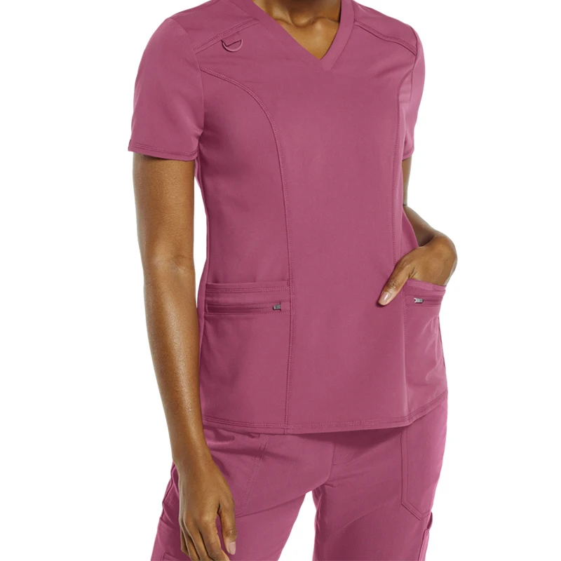 

Short Sleeve Scrub Suits New Design Fast Delivery Hot Sale Scrubs for Nurses V Neck Stretch Spandex Doctor Hospital Uniform, Customized