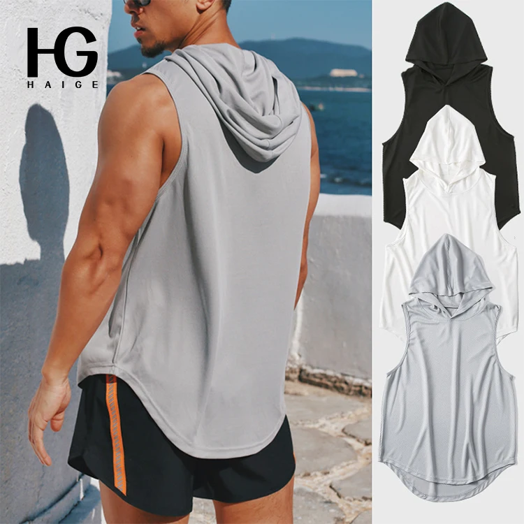 New Muscle Vest Tank Top Sport Wear  Workout Sports T Shirt For Men With Hoodie Fitness Vest Custom Gym Tank Top