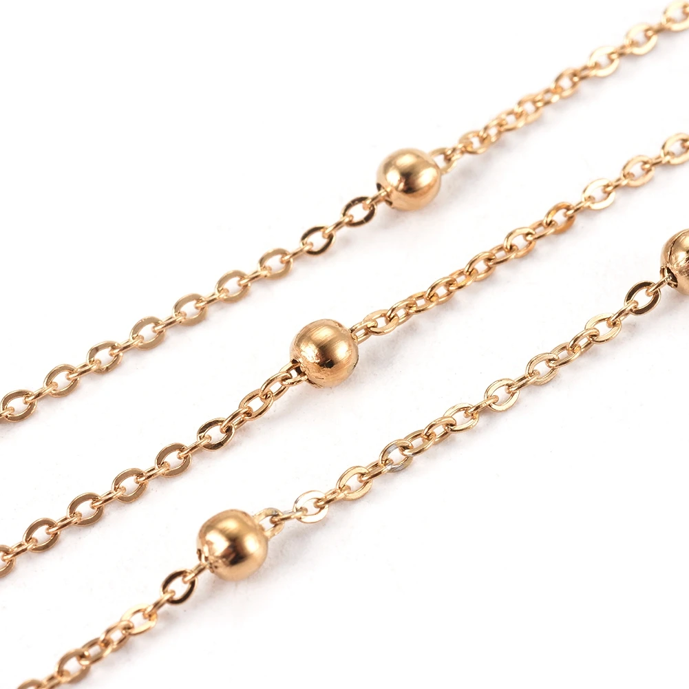 

PandaHall 304 Stainless Steel Flat Oval Golden Satellite Chains