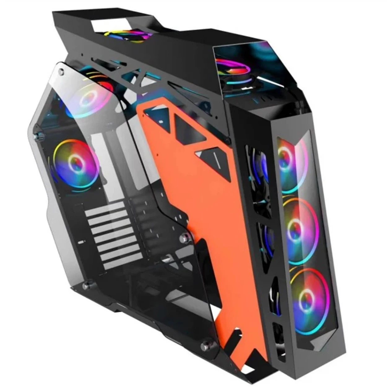 

2021 Cool design pc gaming case gaming computer case mining rig full tower computer case, Blcak painting