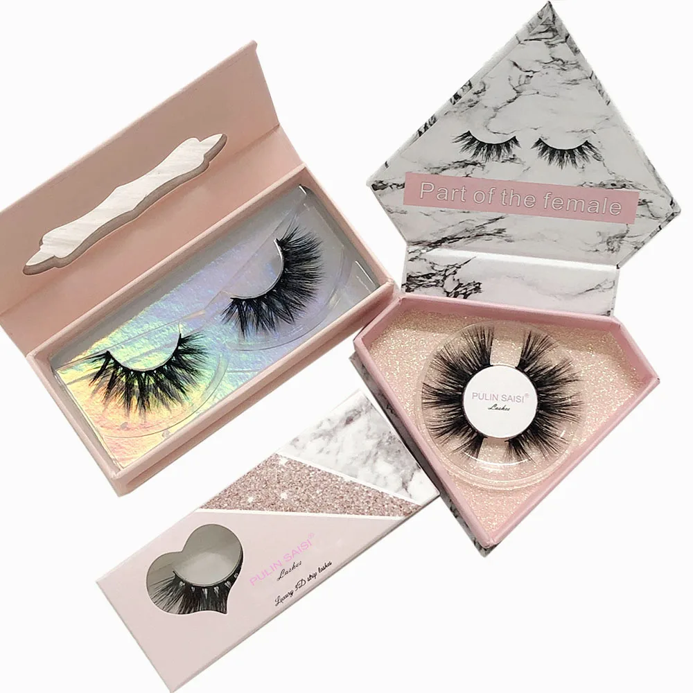 

wholesale 100% eyelashes siberian mink 3d strip eyelashes packaging box, Nature color black