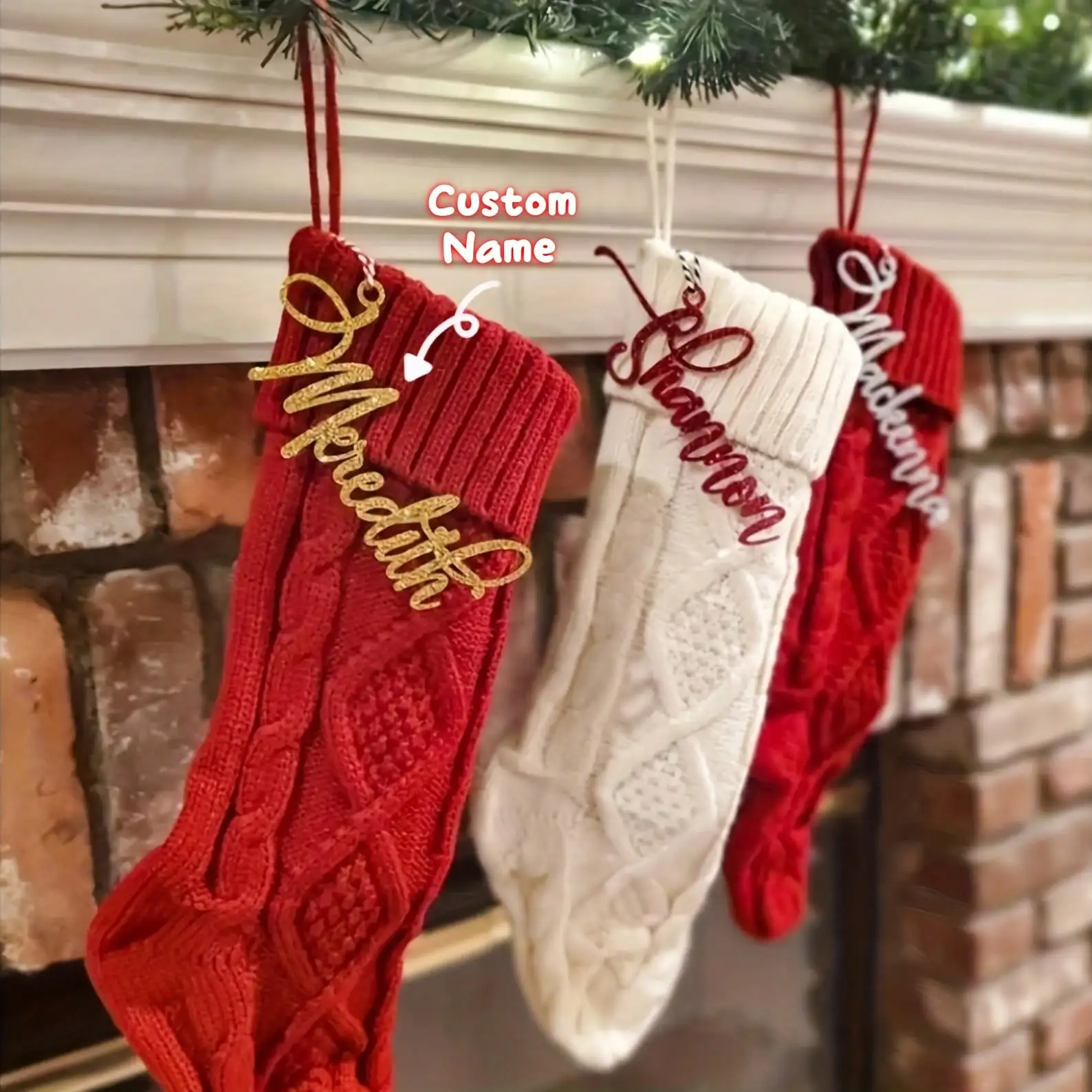 Custom Name Acrylic Hanging Decorations for Christmas Stockings