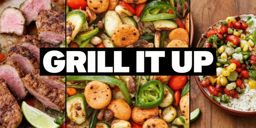 Colorful vegetable skewers on the grill