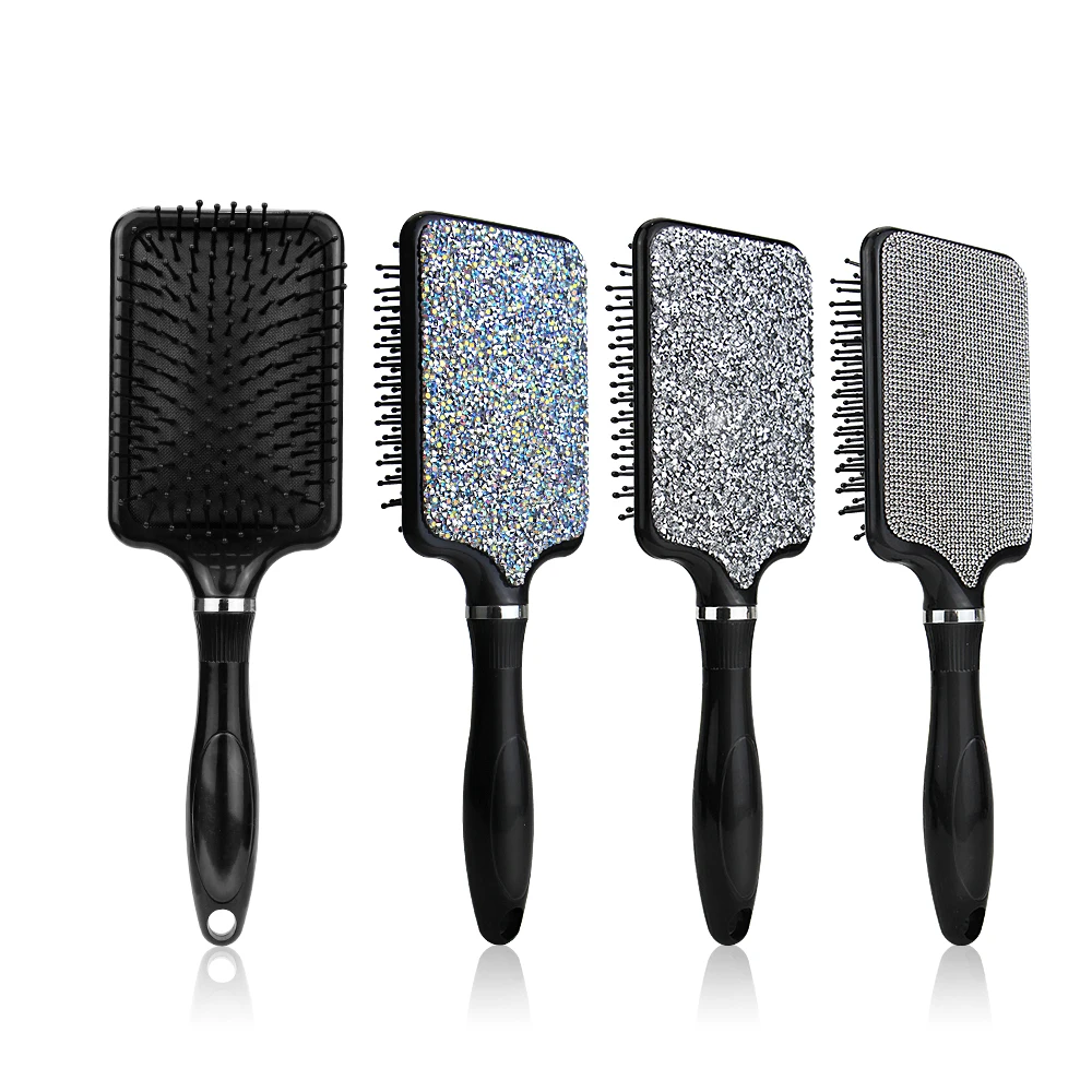 

Fashion bling bling hair brush high quality ABSpaddle comb anti-static hair extensions brush, Customize