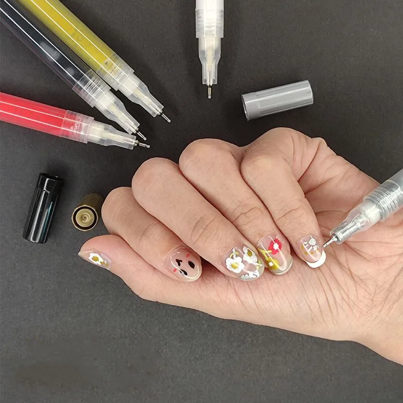 

new arrival Nail Art Polish Painting Drawing Graffiti Pen DIY Flower Abstract Lines Details Pen nail Painting pen, 6-12