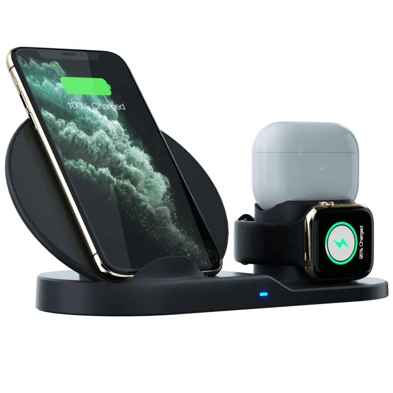 

Free Sample 15W Fast Wireless Phone Charger 3 in 1 For Apple Watch, Black,white