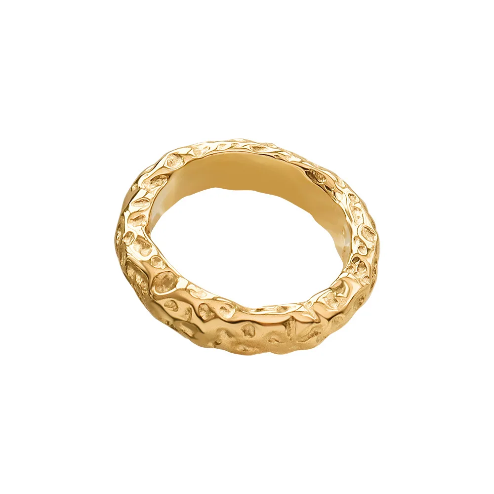 

New Models Personalized Women Finger Jewelry Stainless Steel Plated 18K Gold Irregular Ring Tarnish Free Waterproof Gold Jewelry