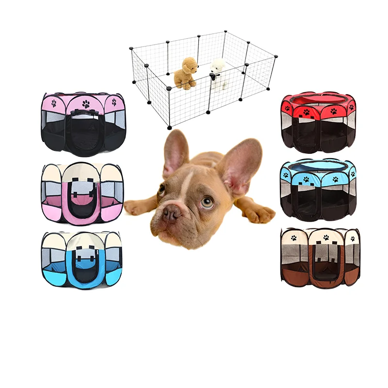 

Outdoor Collapsible Octagon Cat Dog Puppy Kennels Fence Breathable Small Portable Folding Pet Playpen