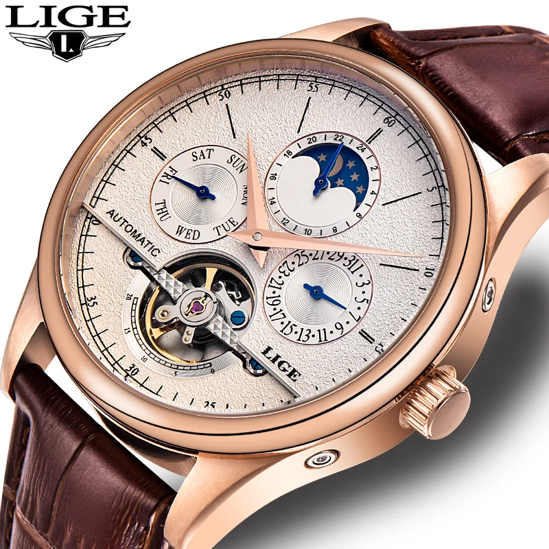 

KINYUED J012 Men Automatic Mechanical Casual Watches Fashion Leather Watches