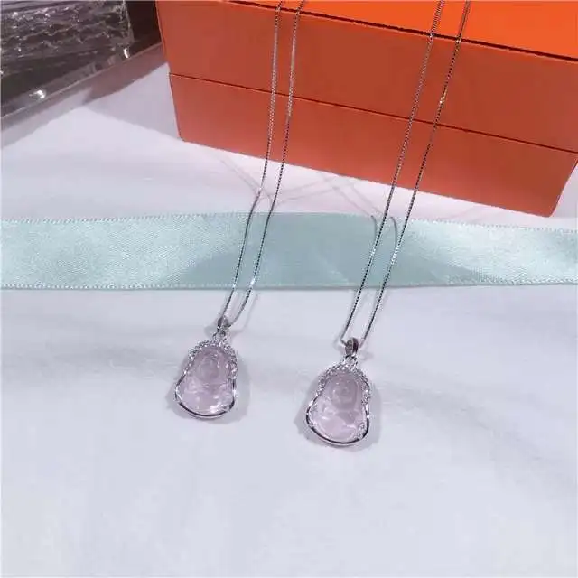 

S925 silver small Buddha necklace crystal necklace female jewelry fashion jade Buddha pendant necklace