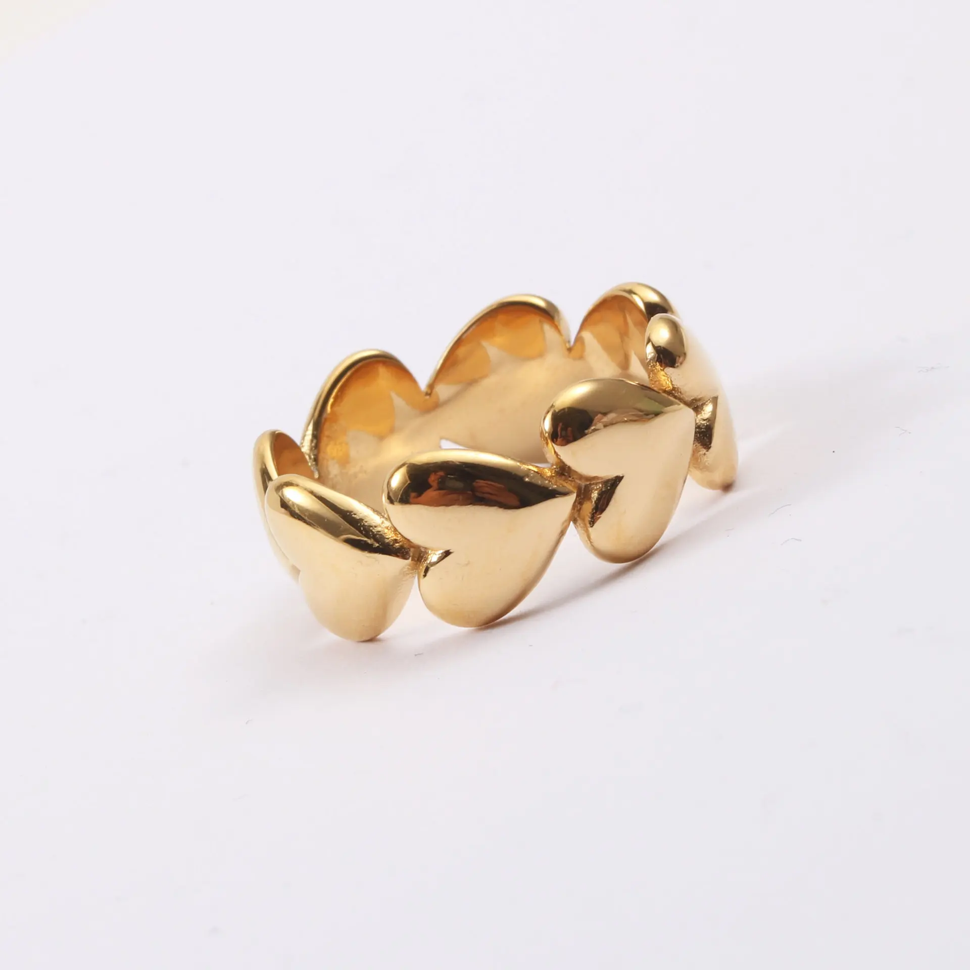 

Jewelry Wholesale 18K Gold Plated Heart Shape Stainless Steel Rings for Women Dainty Rings, Picture